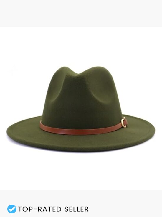 Wide Brim Felt Fedora Hat Adjustable Belt Buckle Classic Western Jazz Style main image 5
